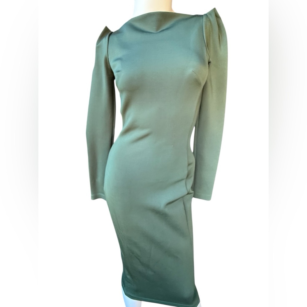 Vintage 80’s/90’s  Plein Sud Green thick nylon / elastane Body Con Maxi dress